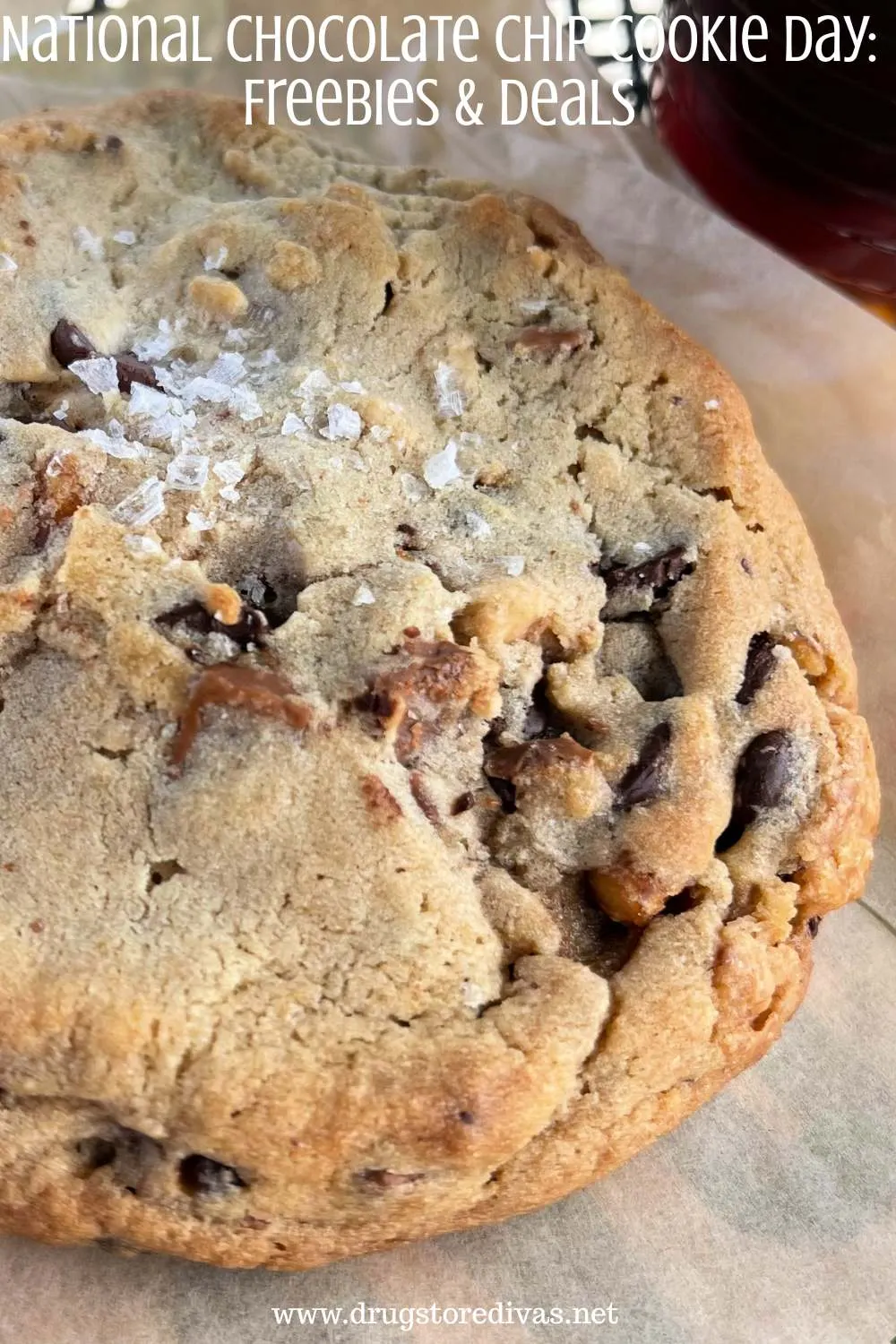 A chocolate chip cookie with the words 
