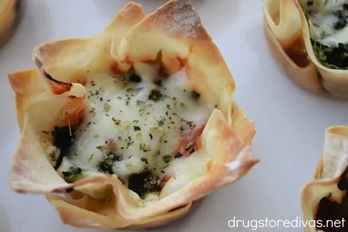 Lasagna Cups on a white tray.