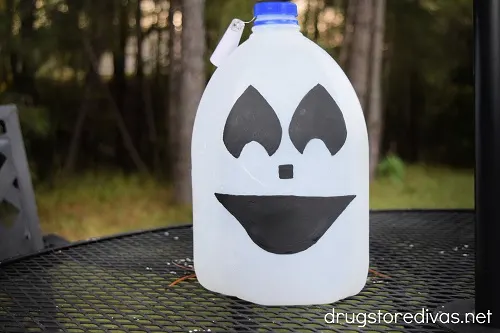 Milk jug ghost on display.