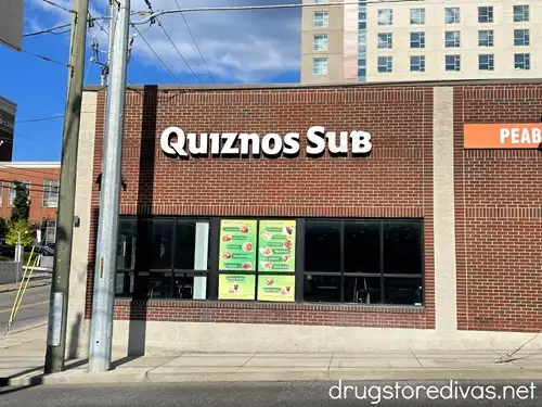 The outside of a Quiznos Sub location.