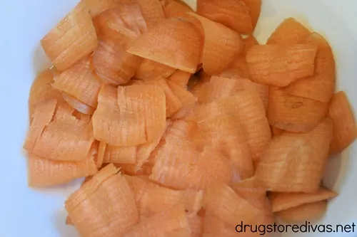 Carrot slices in a bowl.