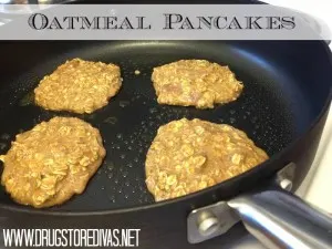 Looking for a great make-ahead/grab-and-go breakfast idea?  Try the Oatmeal Pancakes recipe from www.drugstoredivas.net.