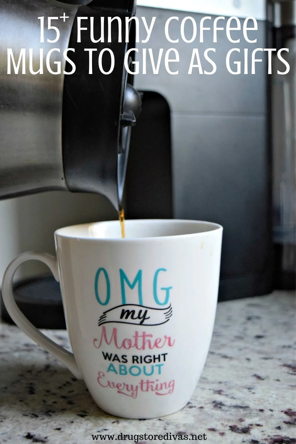 Coffee being poured into a mug that says 
