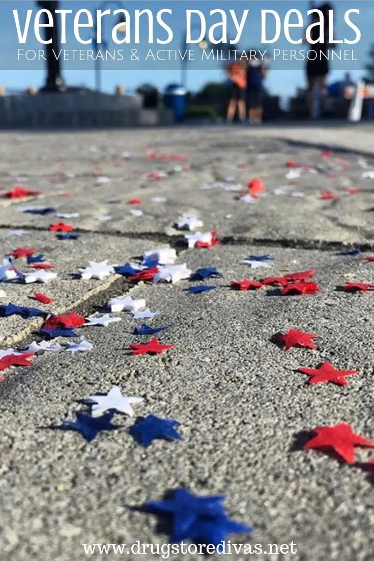 Red, white, and blue star-shaped confetti on the ground with the words 