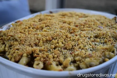 A casserole in a pan.