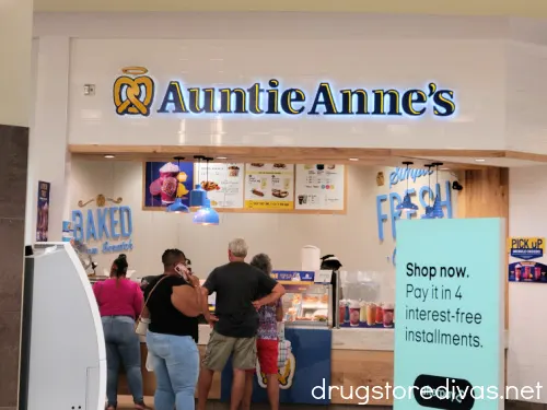 The outside of an Auntie Anne's mall location.