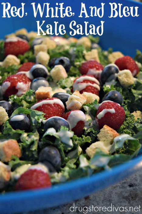 Red, white, and bleu kale salad