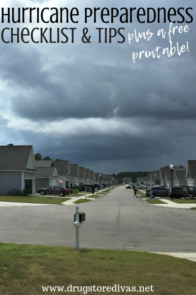 A storm on a street with the words "Hurricane Preparedness Checklist" digitally written on top.