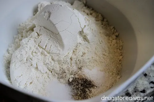 Banana bread dry ingredients in a bowl.