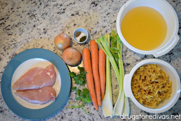 #ad It's the time of year for chicken soup. Don't slave over the stove! Make this slow cooker chicken soup from www.drugstoredivas.net instead. #HealthySavings