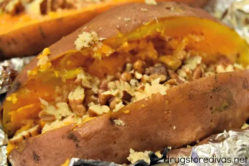 It doesn't have to be Thanksgiving to make sweet potato casserole. Stuffed Sweet Potato Casserole is easy and made in the potato's skin.