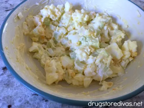 Egg salad in a bowl.