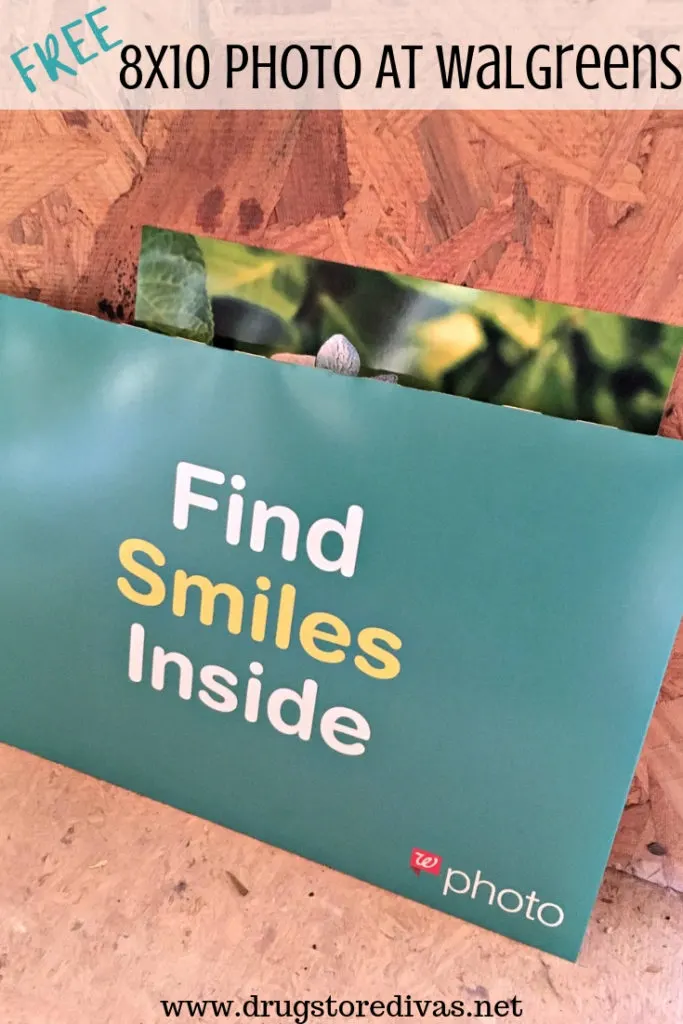Photo from Walgreens with the words "Free 8X10 photo at walgreens" digitally written on top.