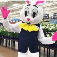 An Easter Bunny in Walmart with the words 