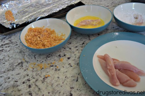 This pork rind-crusted chicken finger recipe is a great twist on a traditional chicken finger. Get the recipe at www.drugstoredivas.net.