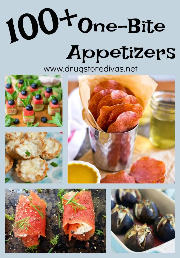Change up your menu for your summer parties and get inspired by our list of 100+ one-bite appetizers here: https://www.drugstoredivas.net/one-bite-appetizers/ There are meat and seafood appetizers, plus vegetarian options as well!