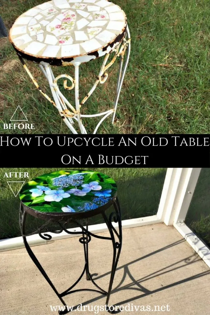 Don't throw your old tables in the trash. Instead, learn how to upcycle an old table on a budget in this post from www.drugstoredivas.net.