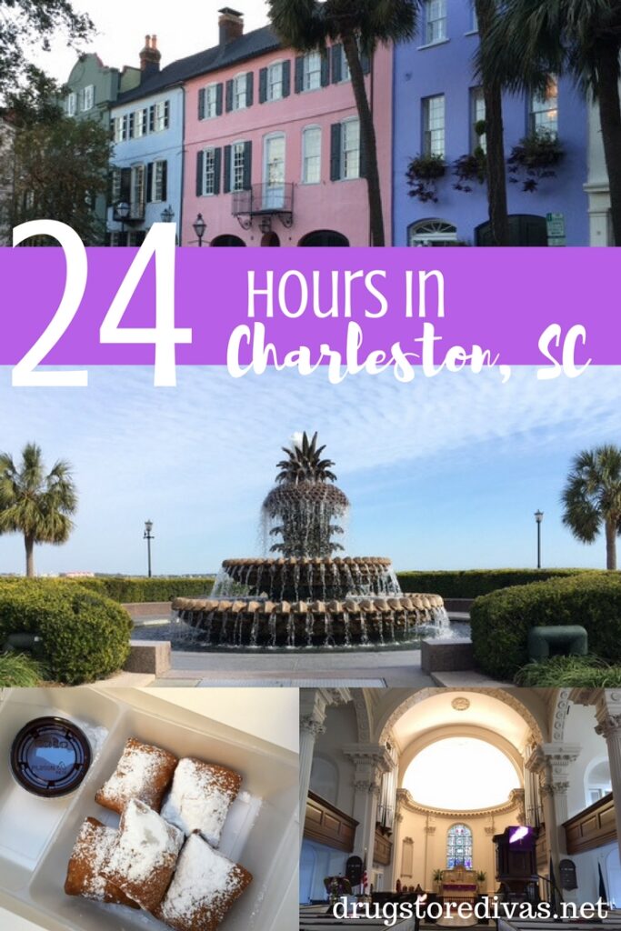 Four images from Charleston in a collage with the words "24 Hours In Charleston, SC" digitally written between them.