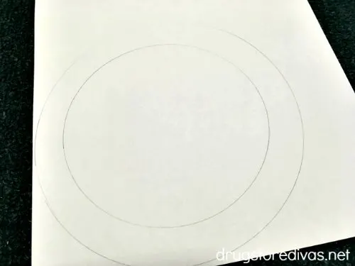 Two circles drawn on white card stock.
