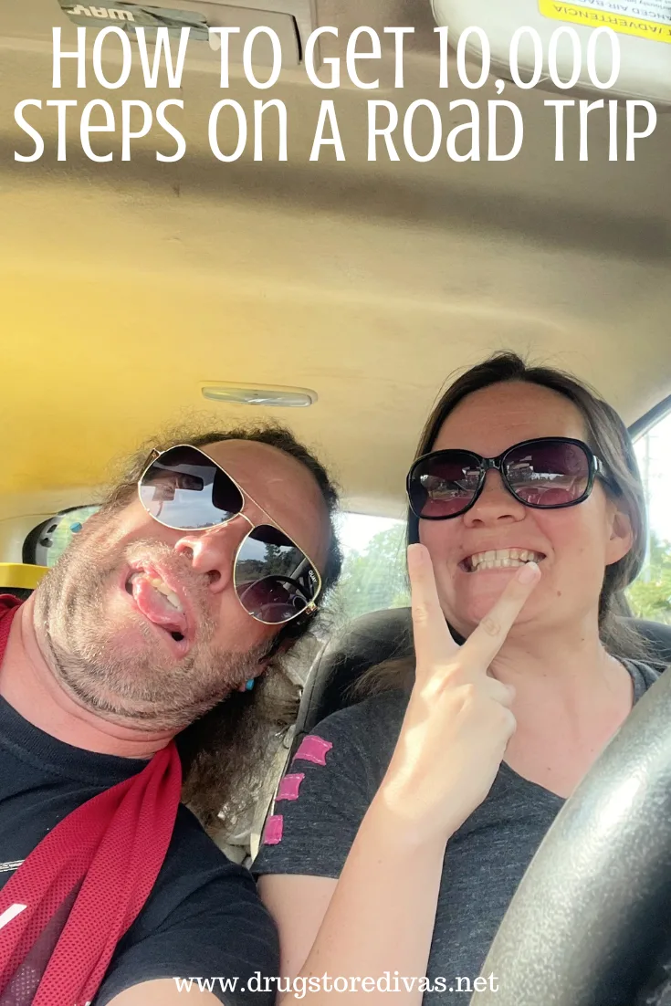 A man and a woman in a car with the words 