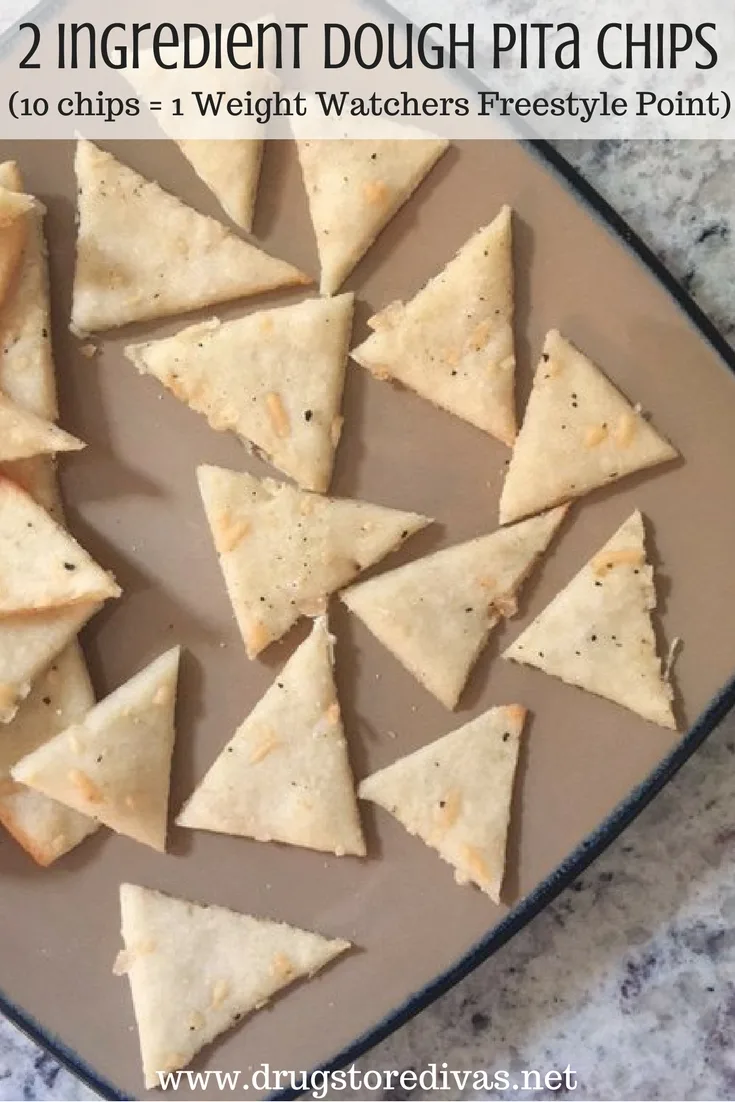 Looking for a healthy snack? These 2 Ingredient Dough Pita Chips are perfect. Plus, ten are only 1 Weight Watchers Freestyle Point. Get the recipe at www.drugstoredivas.net.