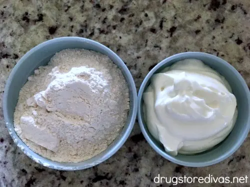 You will fall in love with this 2 Ingredient Dough. It's only 12 Weight Watchers Freestyle points and can be made into pita chips, bagels, bread, and more. Get the recipe at www.drugstoredivas.net.