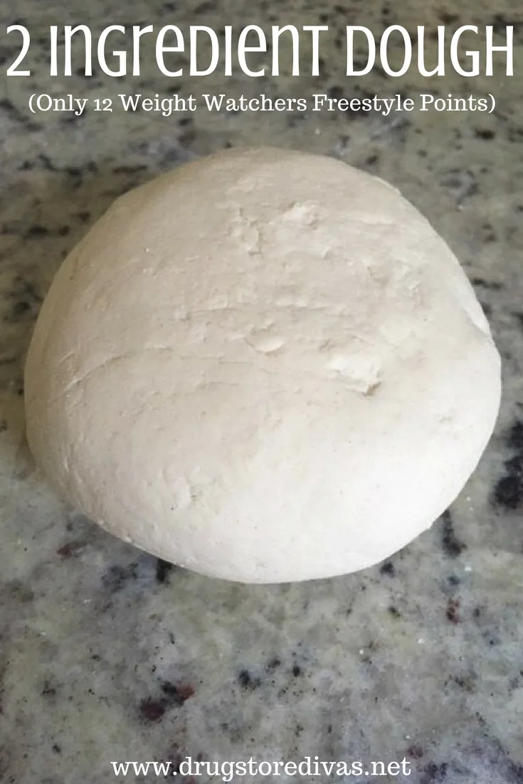A dough ball with the words "2 Ingredient Dough (only 12 Weight Watchers Freestyle Points)" digitally written on top.