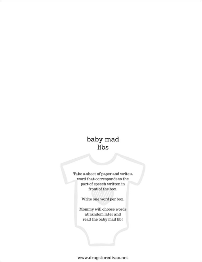 DIY Baby Shower Mad Libs (with free printables) | Drugstore Divas