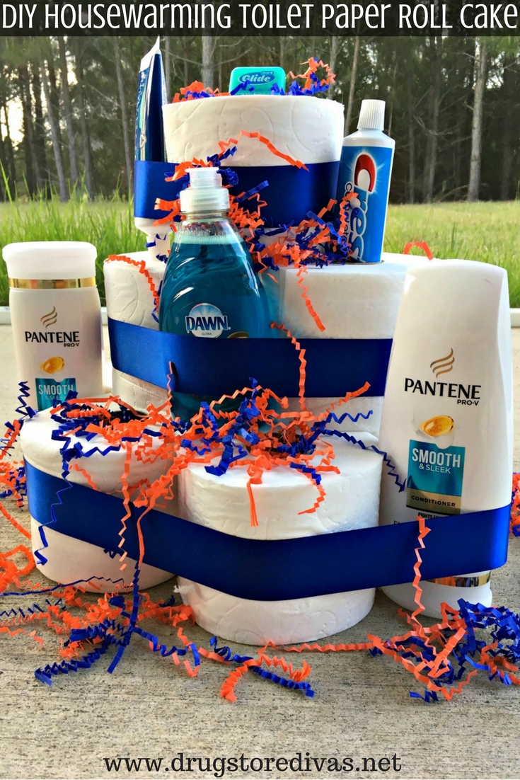 If you're headed to a housewarming party, pick up something off this 10+ Housewarming Gift Ideas post from www.drugstoredivas.net. DIY Housewarming Toilet Paper Roll Cake.