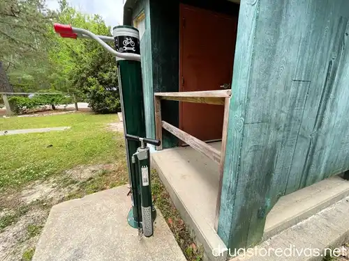 A station in a park where you can fix your bicycle.