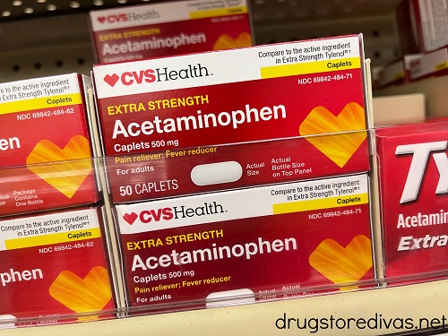 CVS Acetaminophen boxes on a shelf.