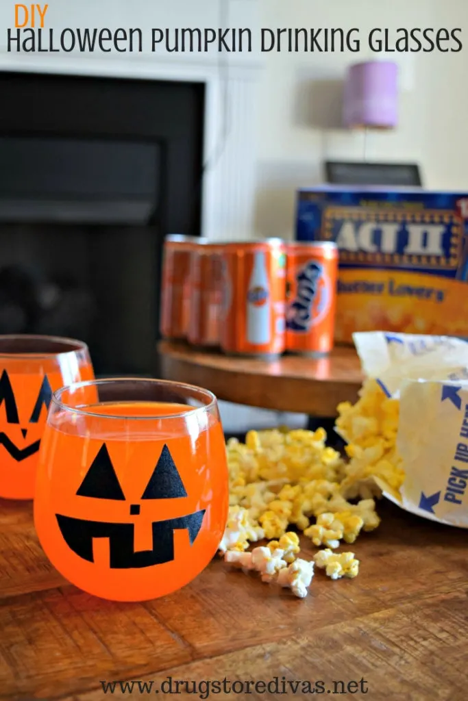 DIY Halloween Pumpkin Drinking Glasses.