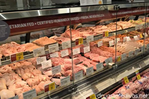 Meat displayed at an Earth Fare grocery store.
