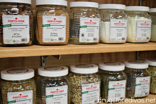 Spices displayed at an Earth Fare grocery store.