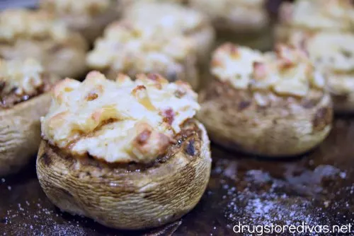 Cream Cheese Stuffed Mushrooms are the perfect holiday appetizer. Get the recipe at www.drugstoredivas.net.