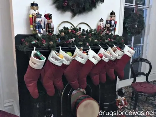 Stockings hung on a fireplace inside the Bellamy Mansion in Wilmington, NC.