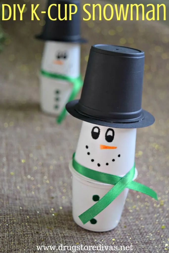 Don't throw away your K-Cups! Upcycle your used K-Cups to make this DIY K-Cup Snowman. Get the tutorial at www.drugstoredivas.net.