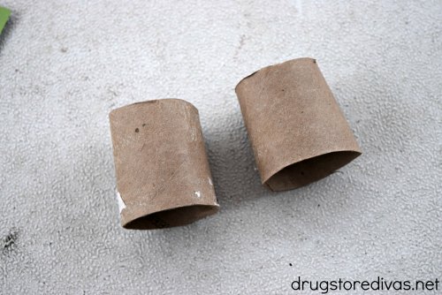 A toilet paper roll, cut in half.