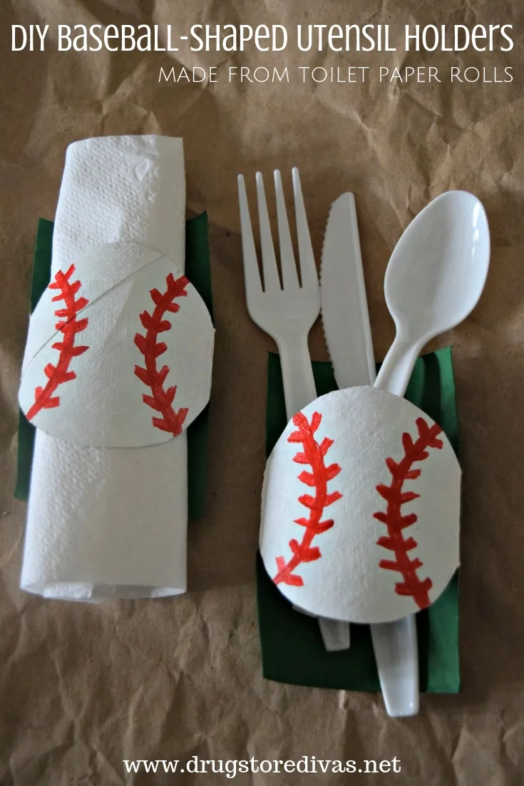 Play ball! Or watch the ballplayers in style with these DIY Baseball-Shaped Utensil Holders. Get the tutorial on www.drugstoredivas.net.