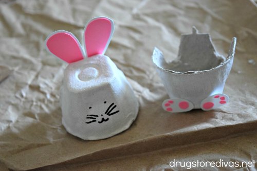 Pieces of a DIY Easter Bunny craft.