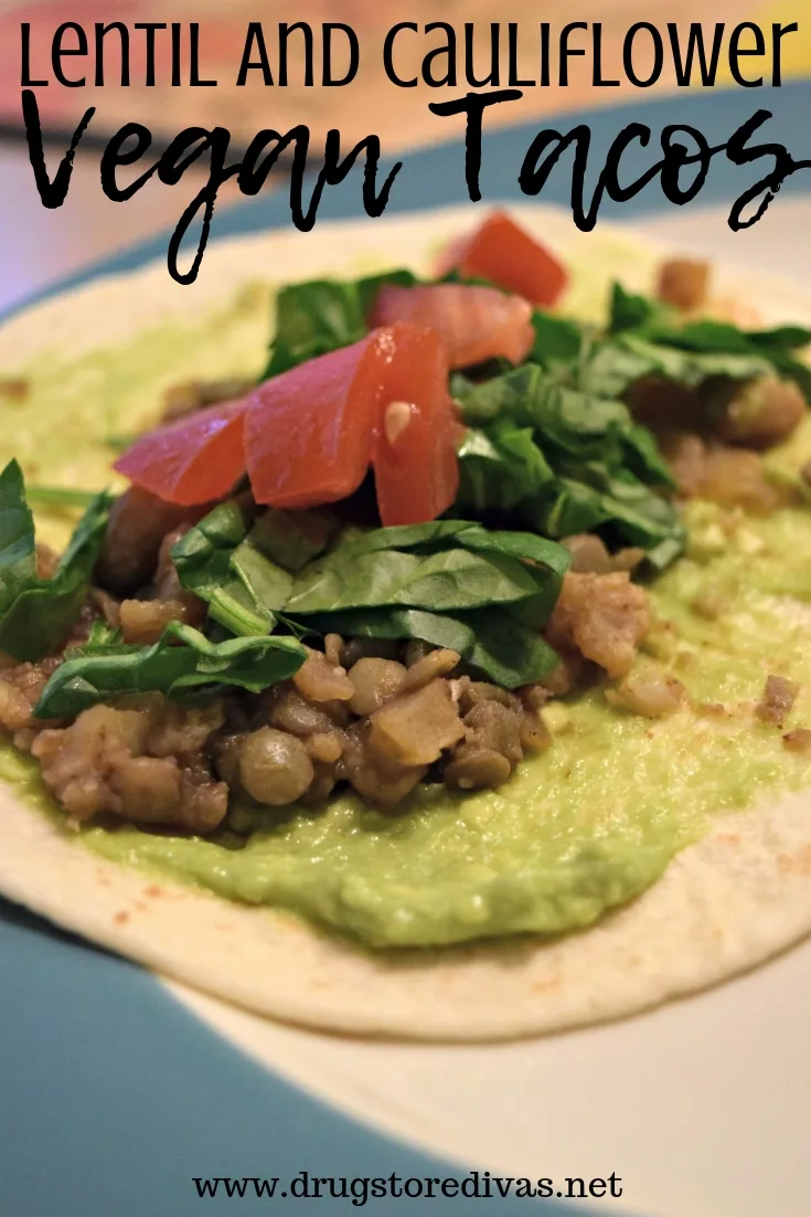 Looking for a delicious plant-based recipe? Check out these Lentil And Cauliflower Vegan Tacos. Get the recipe at www.drugstoredivas.net.