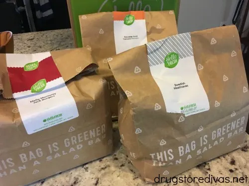 Bags of food from HelloFresh.