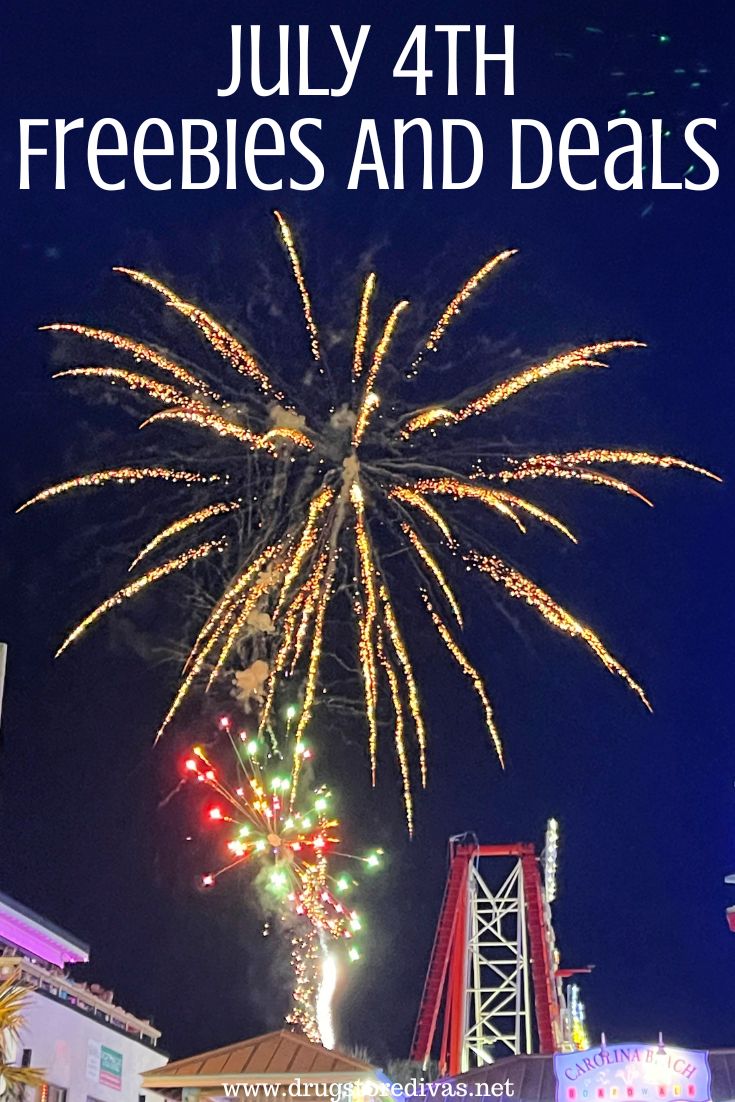 Fireworks going off above a grand stand and carnival rides with the words 