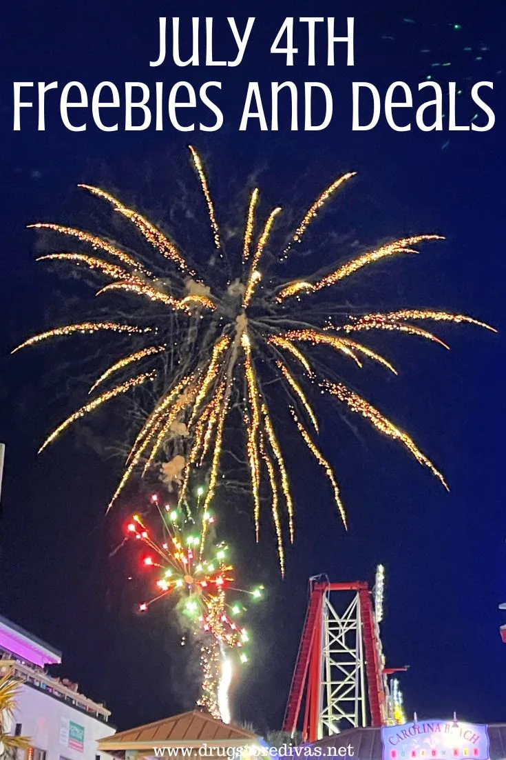 Fireworks going off above a grand stand and carnival rides with the words 