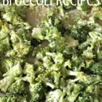 Pieces of broccoli on a pan with the words 