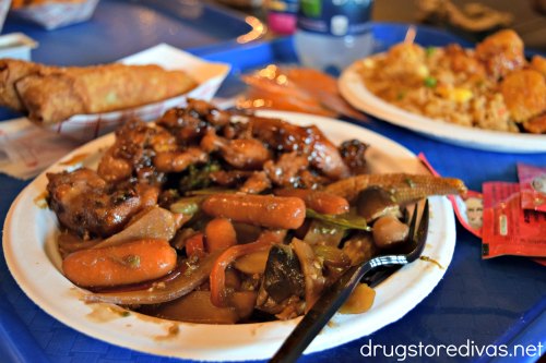 Chinese food on a table.