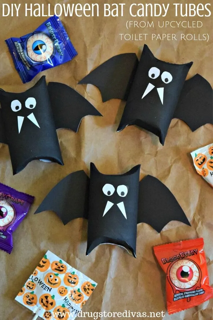 DIY Halloween Bat Candy Tubes.
