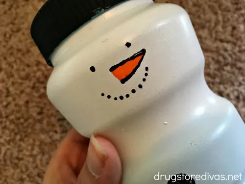 Painted snowman face.
