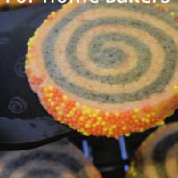 Pinwheel cookies on a spatula with the words 