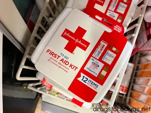 A travel first aid kit in a store.